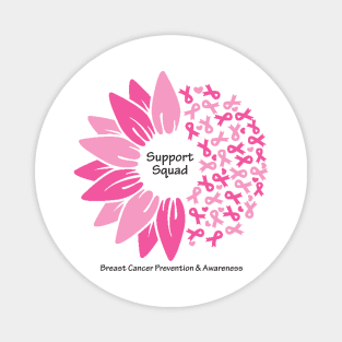 Breast cancer support squad with flower, ribbons & black type Magnet